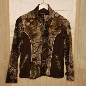 Fieldline Womens Brown Pink Camouflage Fleece Full Zip Jacket Medium